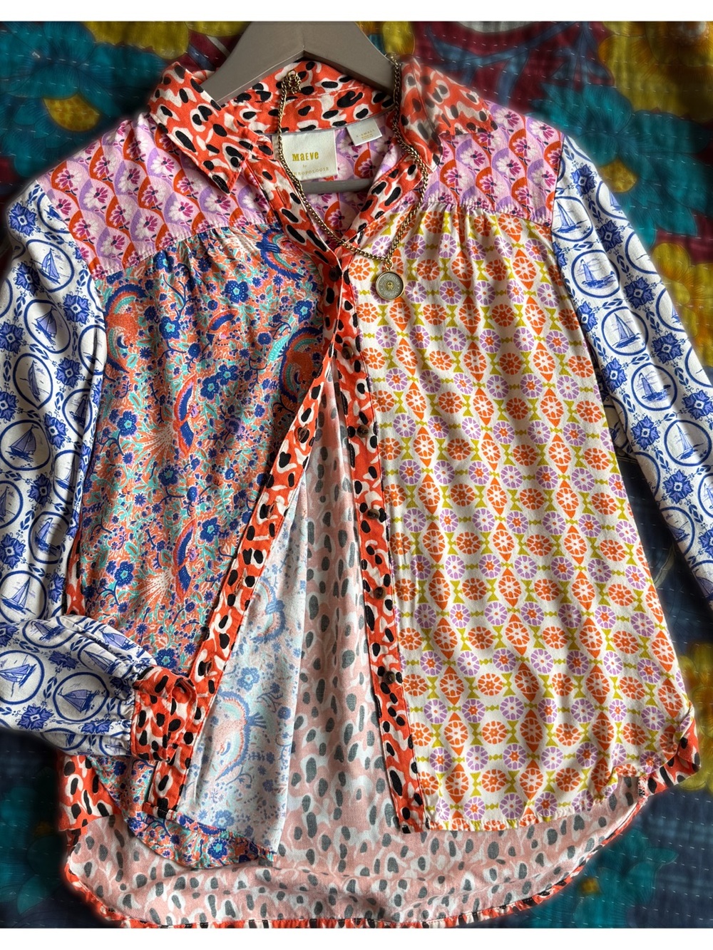 Maeve Paz Contrast Button-Down
